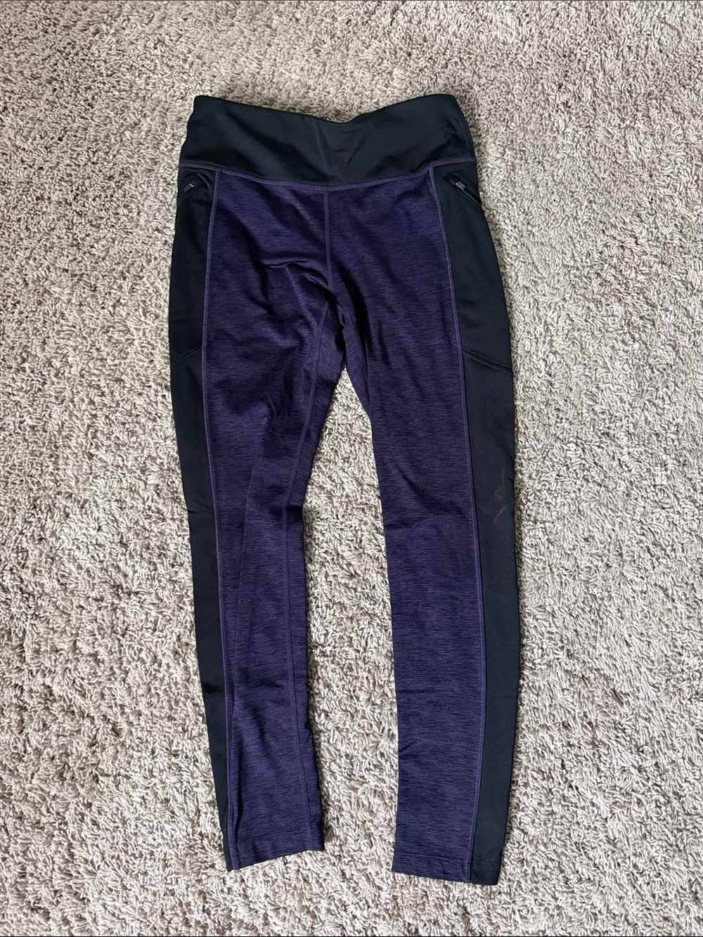 Athletic Works Black and Purple High-Waist Performance Leggings